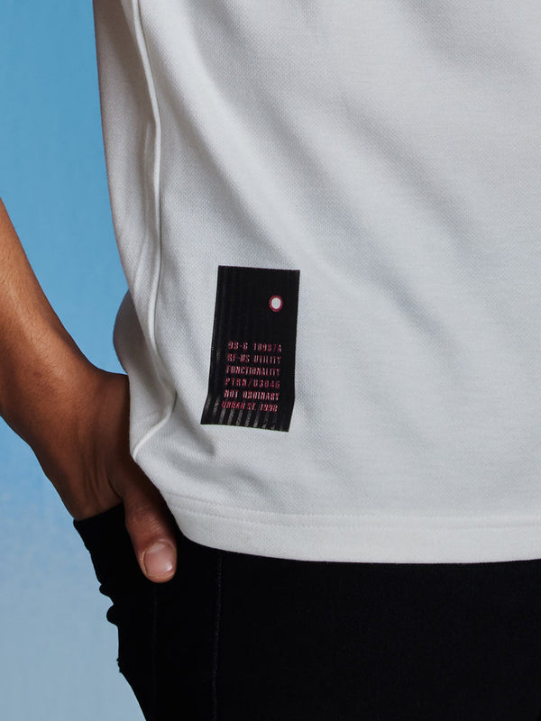 White Printed Stretch Polo Urban T-Shirt