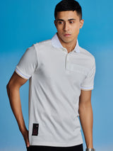 White Printed Stretch Polo Urban T-Shirt