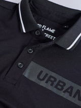Black Printed Stretch Polo Urban T-Shirt