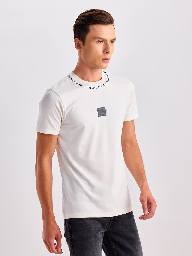 White Printed Straight T-Shirt