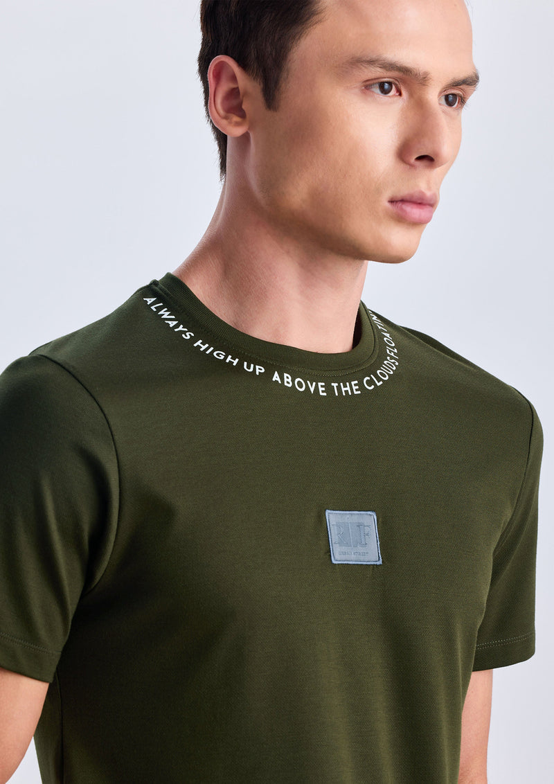 Olive Printed Straight T-Shirt