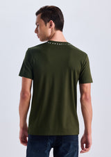 Olive Printed Straight T-Shirt