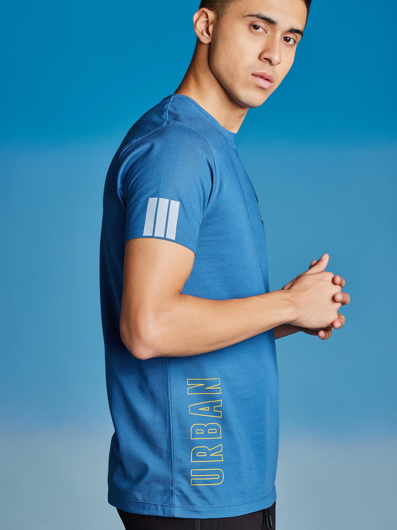 Royal Blue Stretch Printed Urban T-Shirt