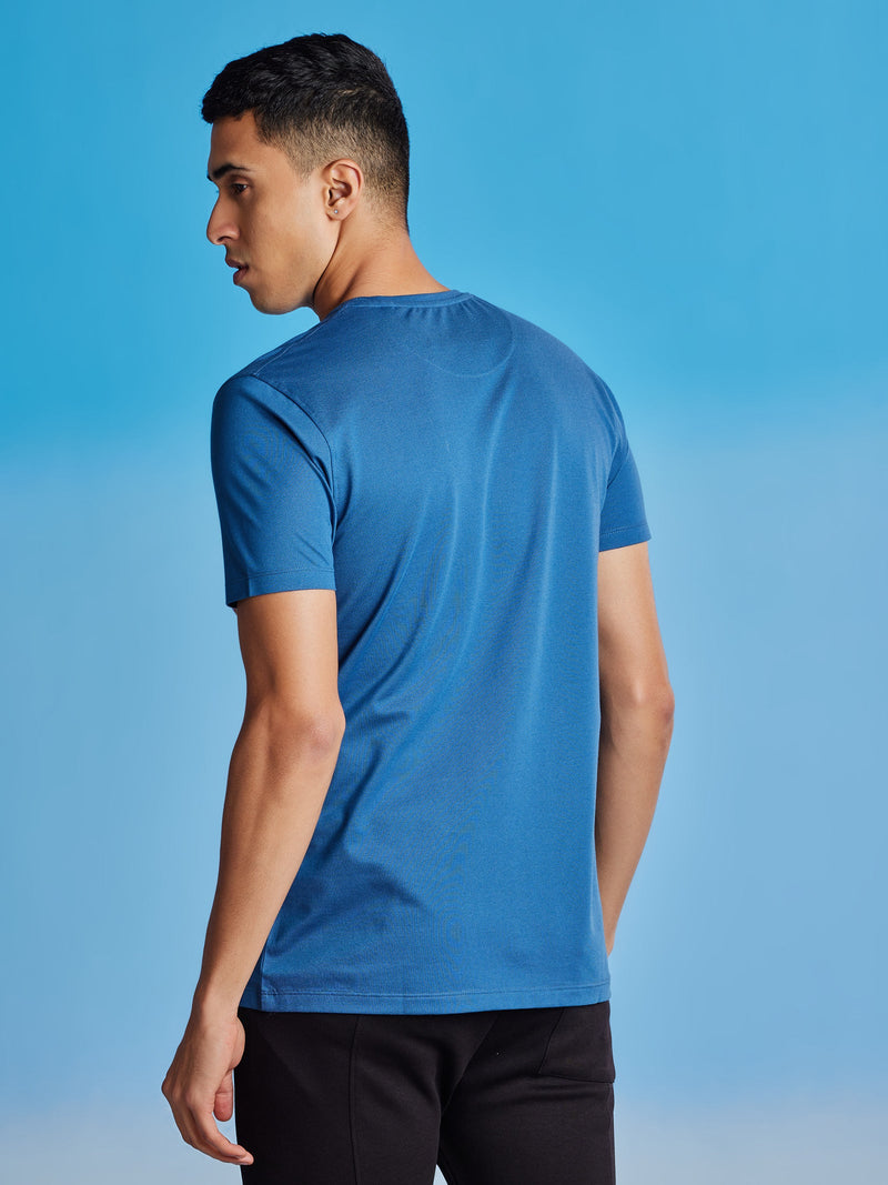 Royal Blue Stretch Printed Urban T-Shirt