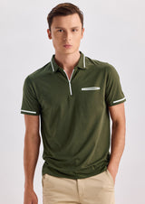 Olive Printed Polo T-Shirt