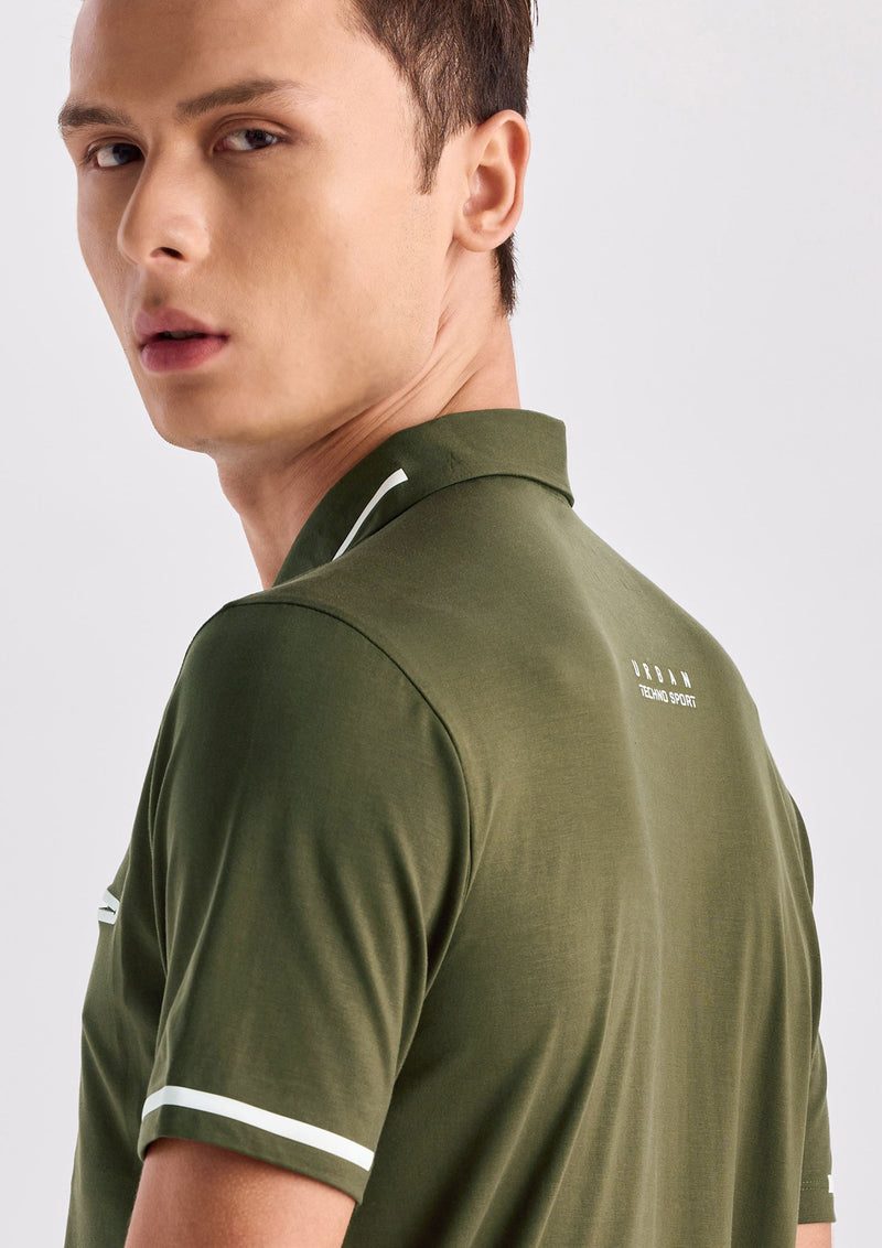 Olive Printed Polo T-Shirt