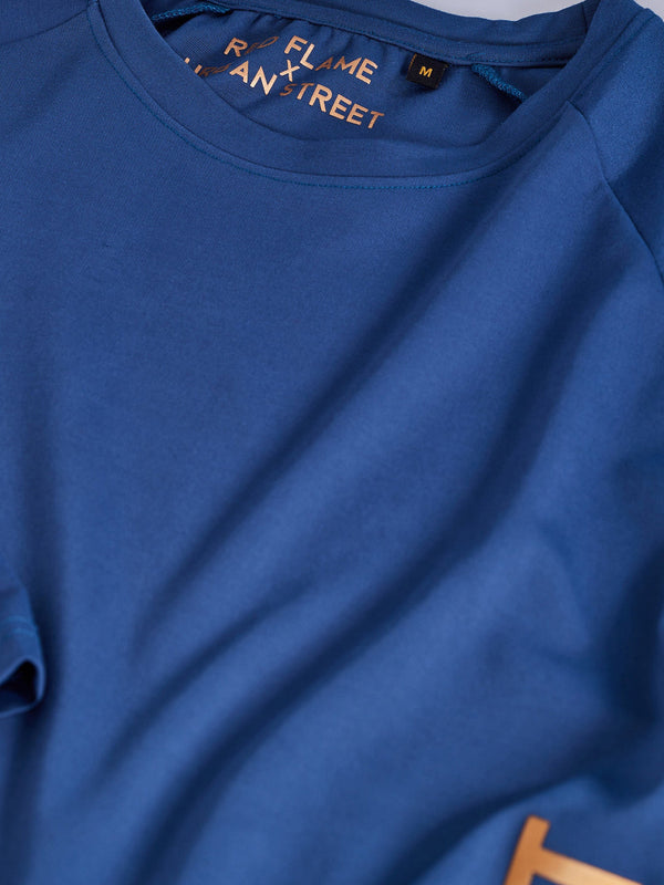 Blue Chest Print Stretch Urban T-Shirt