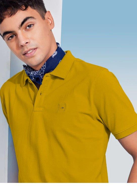 Yellow Plain Stretch Polo T-Shirt