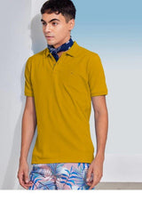 Yellow Solid Stretch Polo T-Shirt