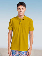 Yellow Solid Stretch Polo T-Shirt