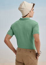 Green Plain Stretch Polo T-Shirt