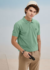 Green Plain Stretch Polo T-Shirt