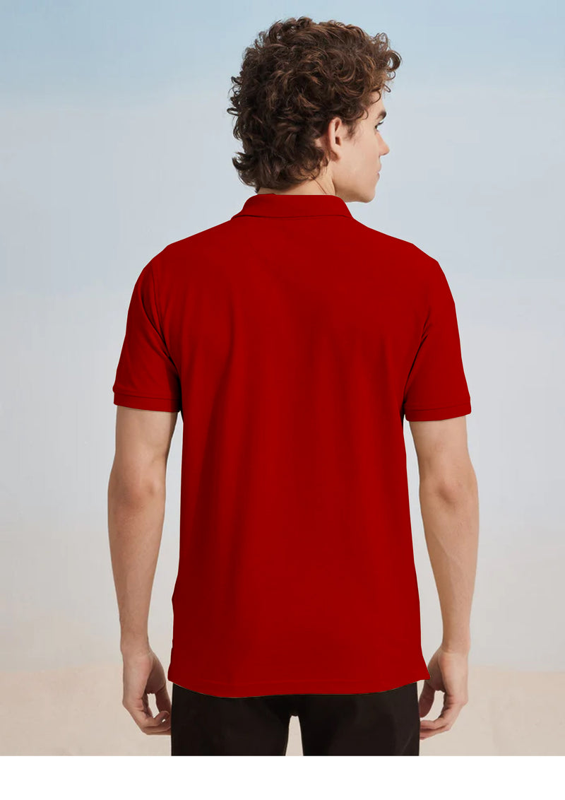Red Plain Stretch Polo T-Shirt