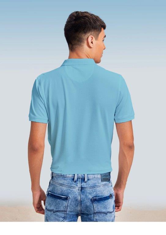 Blue Plain Stretch Polo T-Shirt